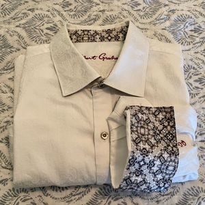 Robert Graham XXL shirt, white on white pattern